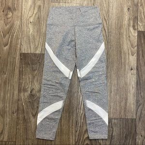 AERIE MOVE WHT/GREY MESH DETAIL LEGGINGS, SIZE XS